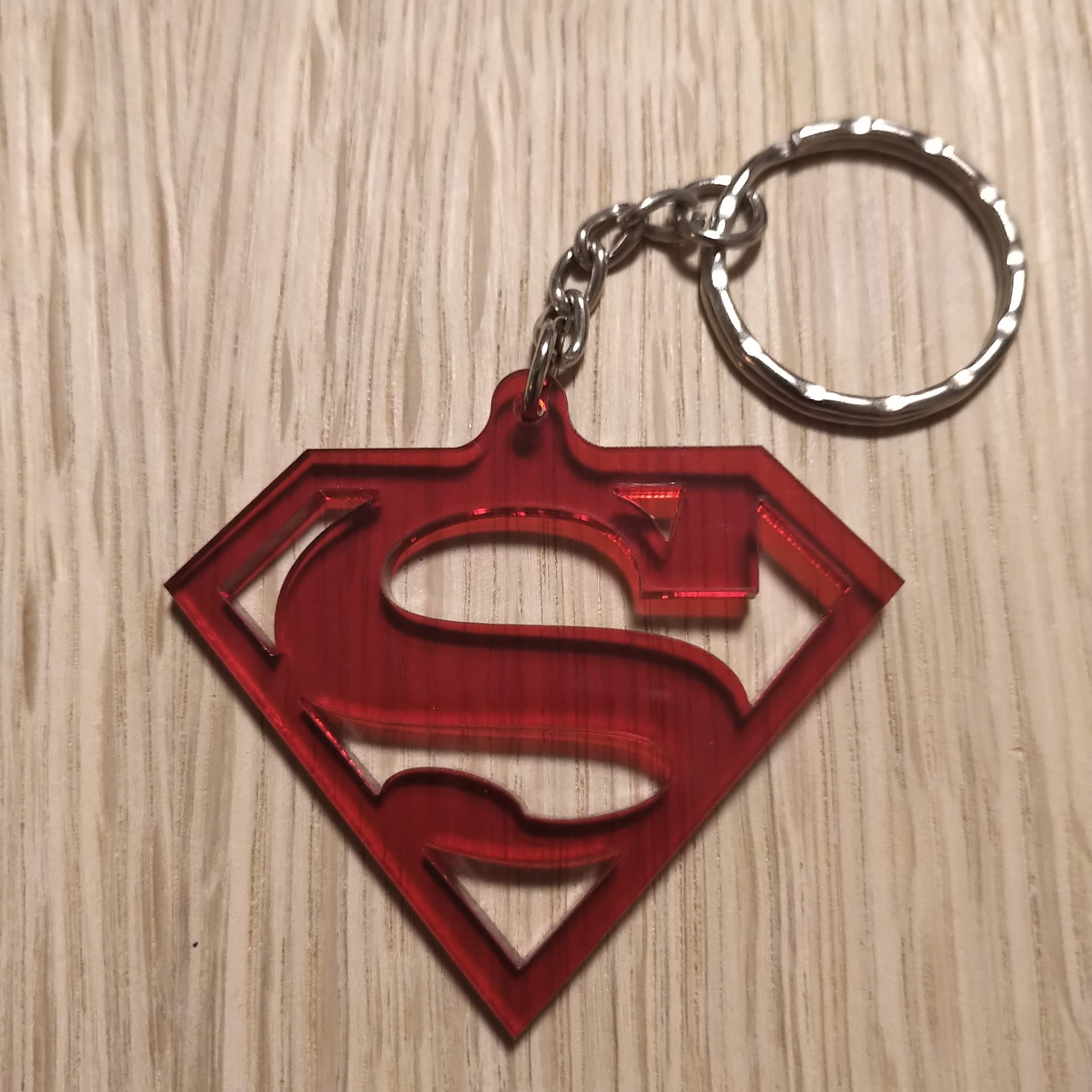 Lasercut acrylic keyring keychain. Superman
