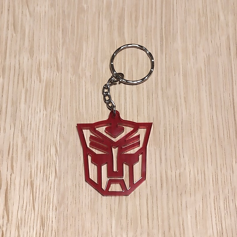 Lasercut acrylic keyring keychain. Autobot