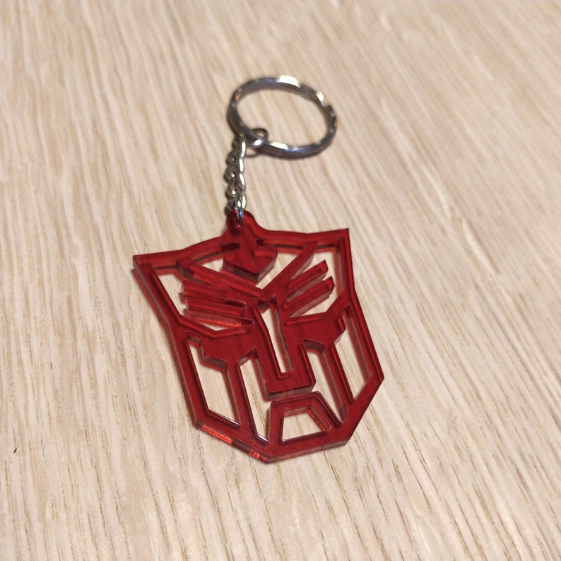 Lasercut acrylic keyring keychain. Autobot