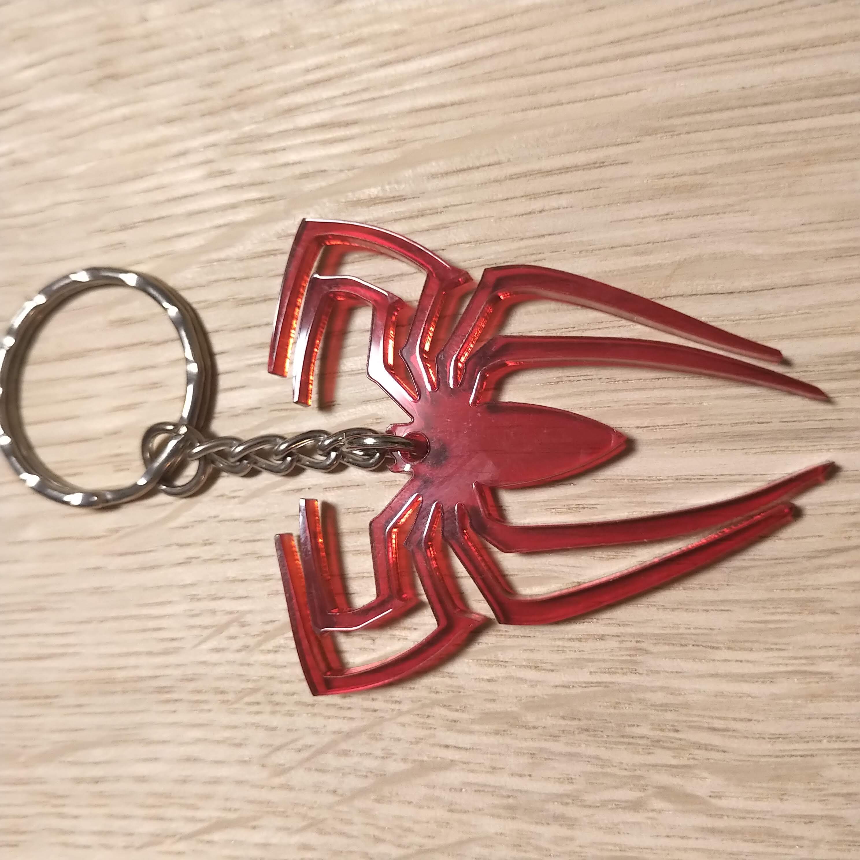 Lasercut acrylic keyring keychain. SpiderMan