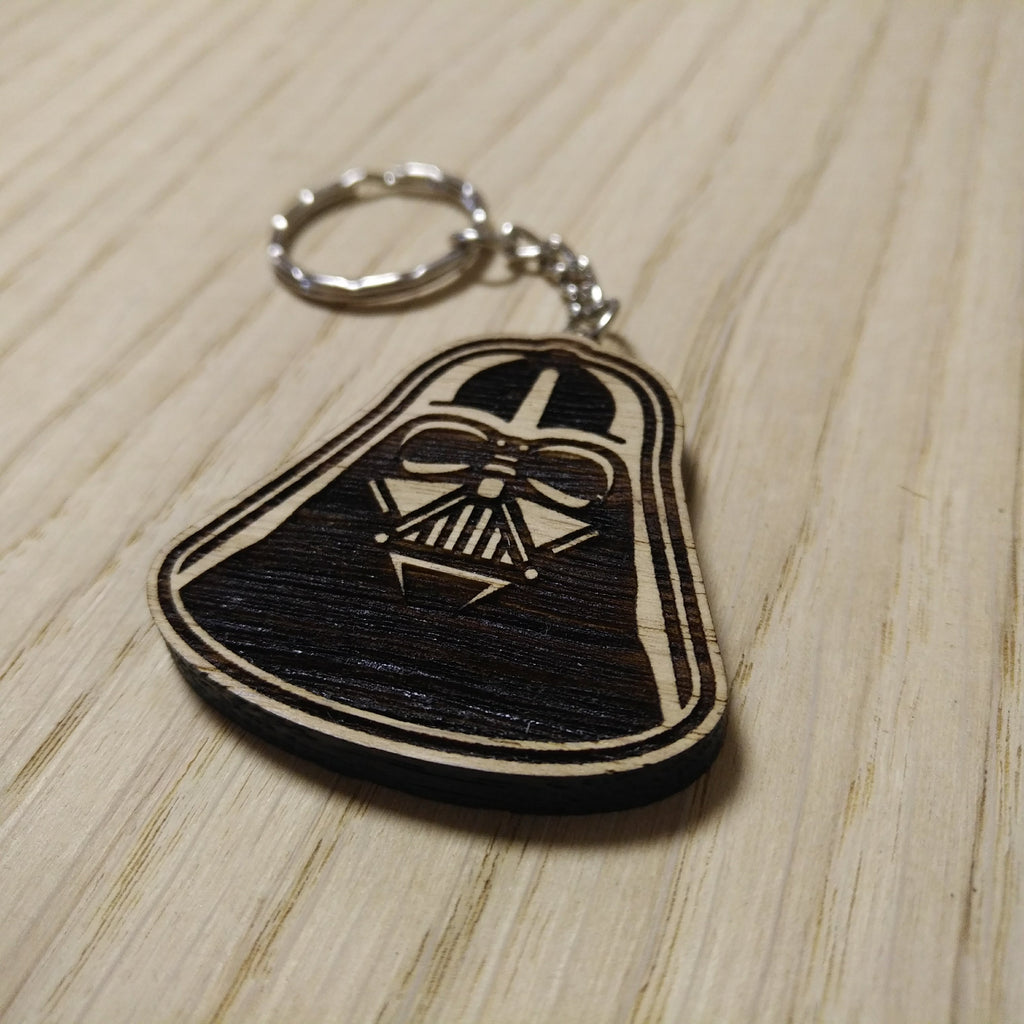 Lasercut wooden keyring keychain. Dark lord
