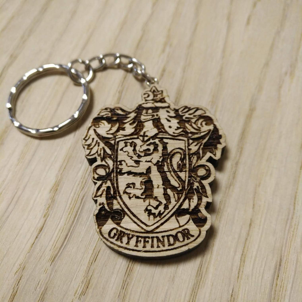 Lasercut wooden keyring keychain. house Gryffindor