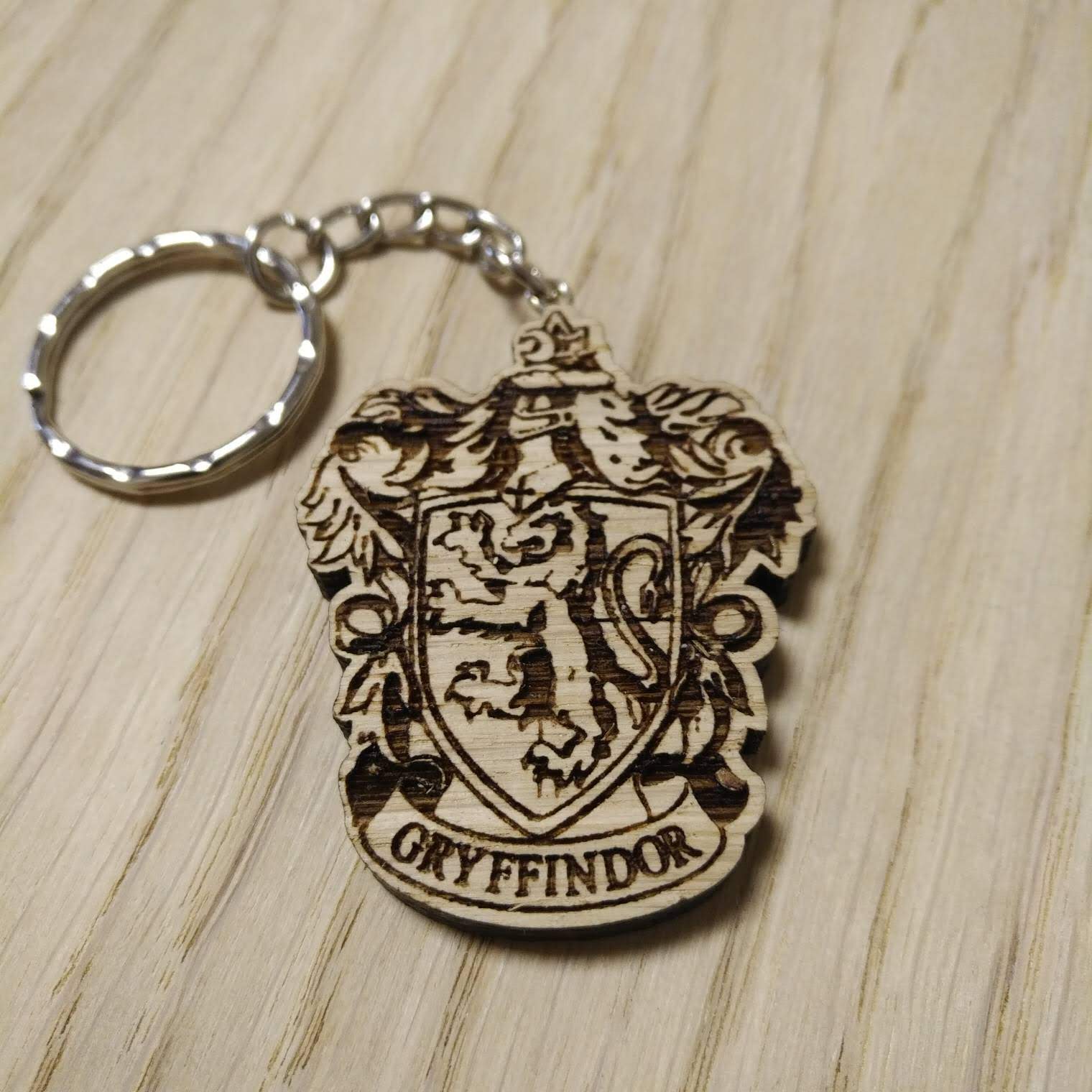 Lasercut wooden keyring keychain. house Gryffindor