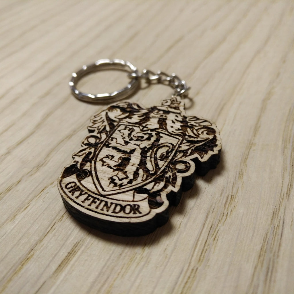 Lasercut wooden keyring keychain. house Gryffindor