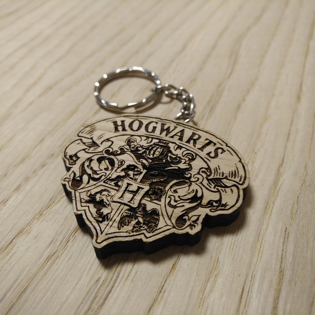 Lasercut wooden keyring keychain. school Hogwarts