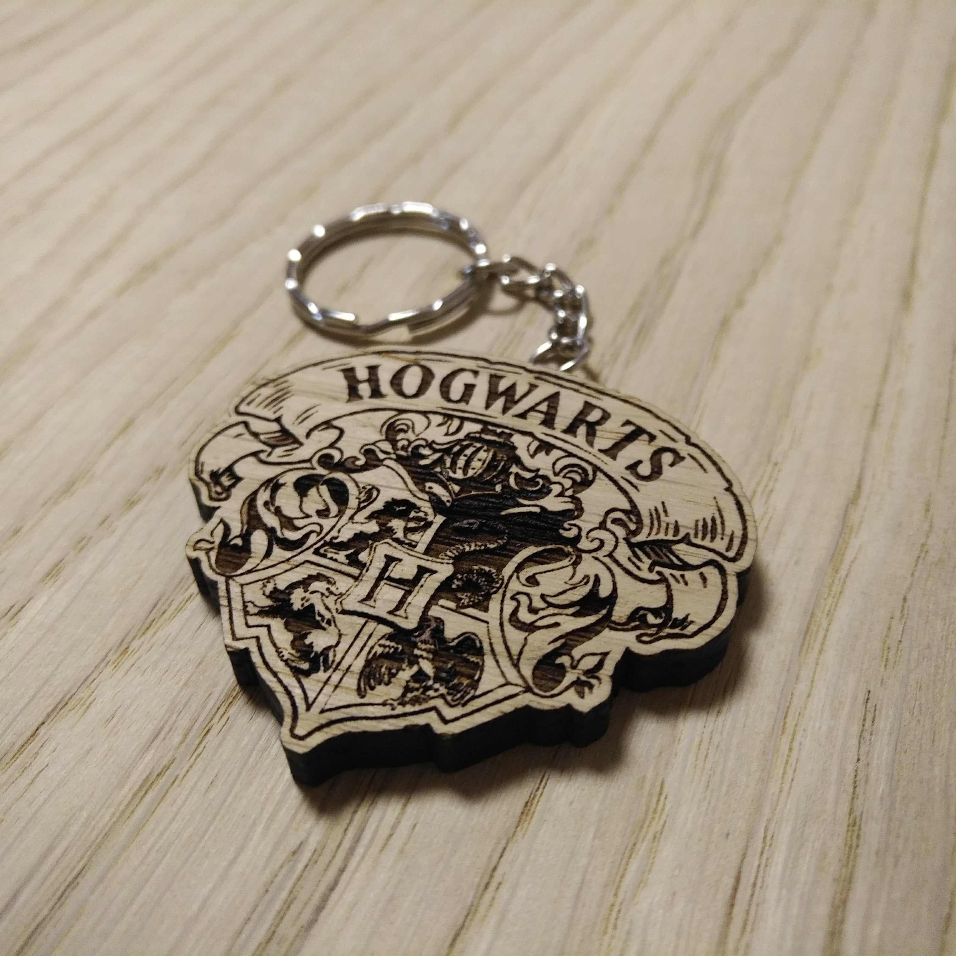 Lasercut wooden keyring keychain. school Hogwarts