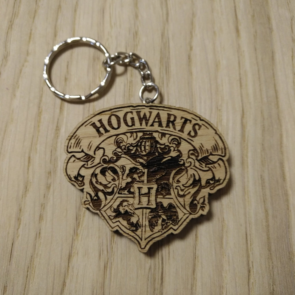 Lasercut wooden keyring keychain. school Hogwarts