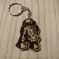 Lasercut wooden keyring keychain. Space droid
