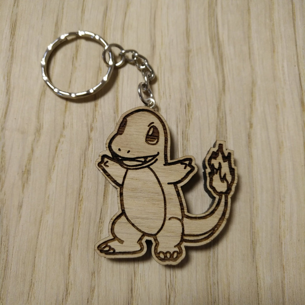 Lasercut wooden keyring keychain. Charmander