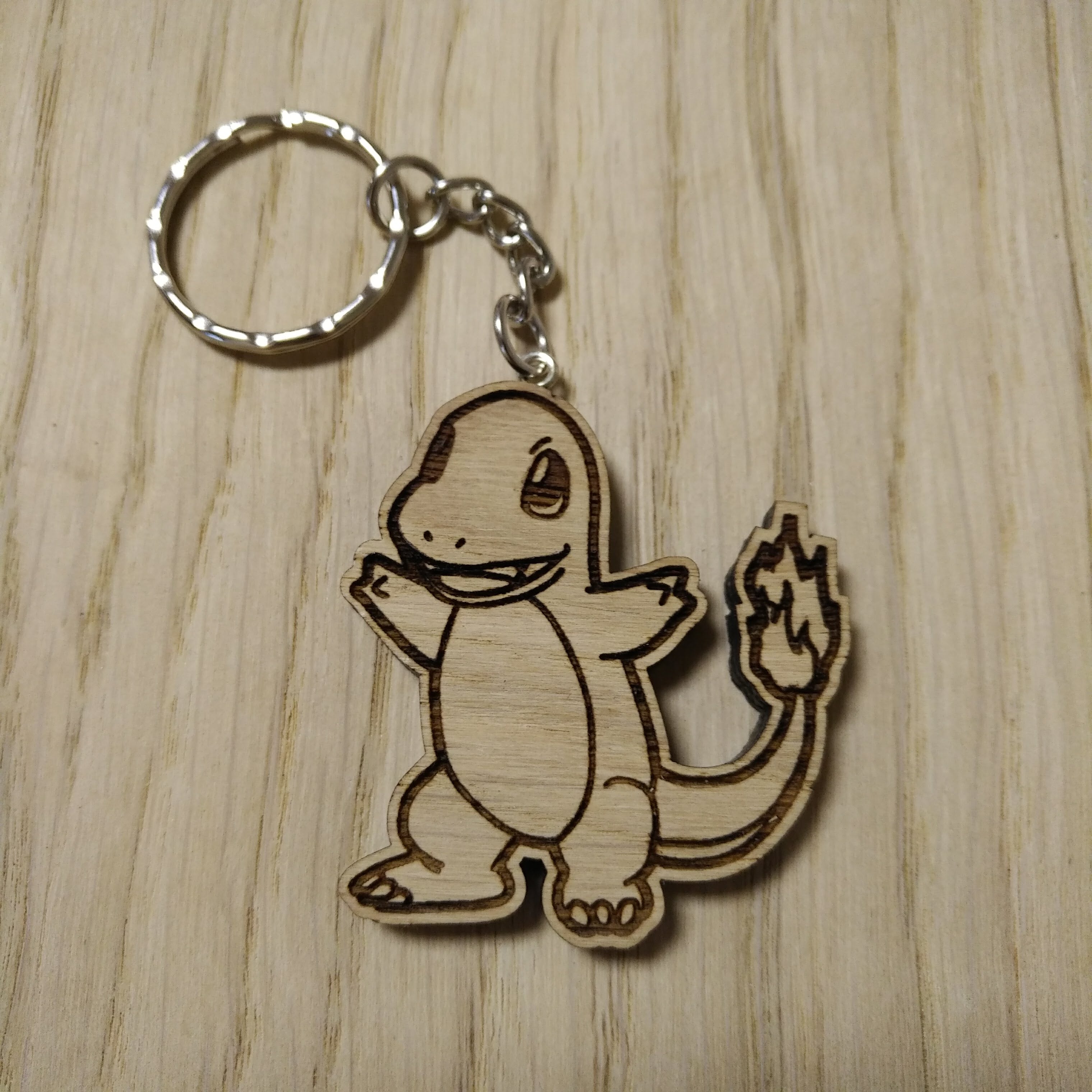 Lasercut wooden keyring keychain. Charmander