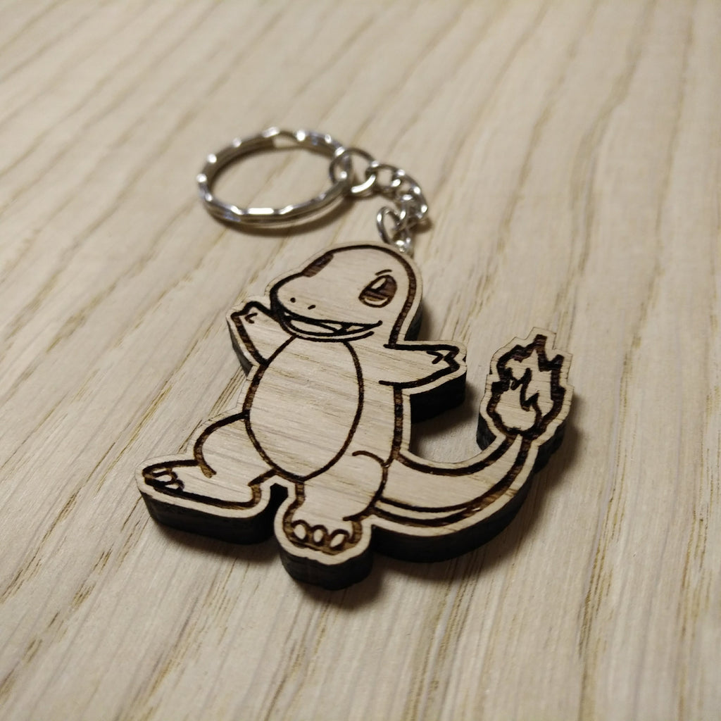 Lasercut wooden keyring keychain. Charmander