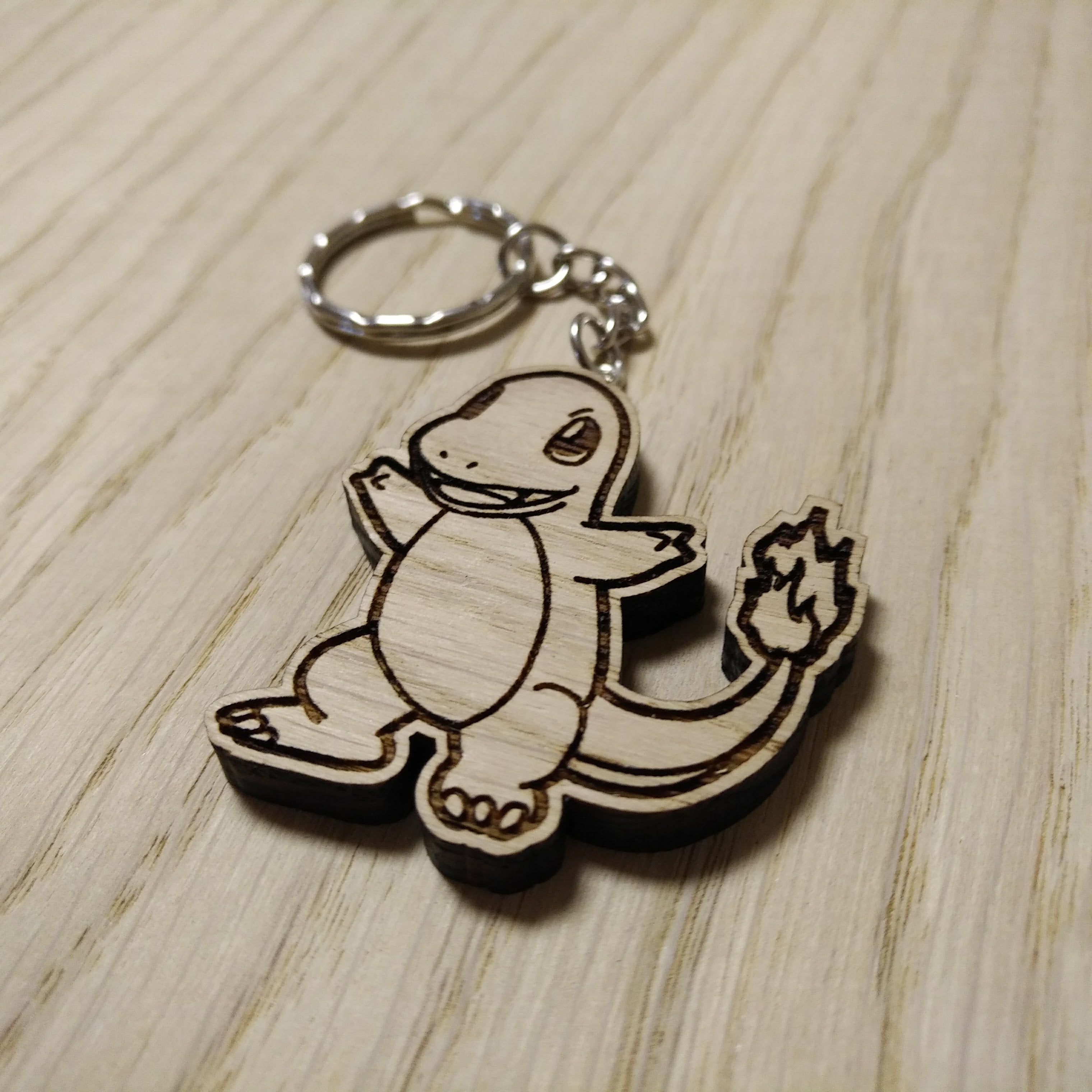 Lasercut wooden keyring keychain. Charmander