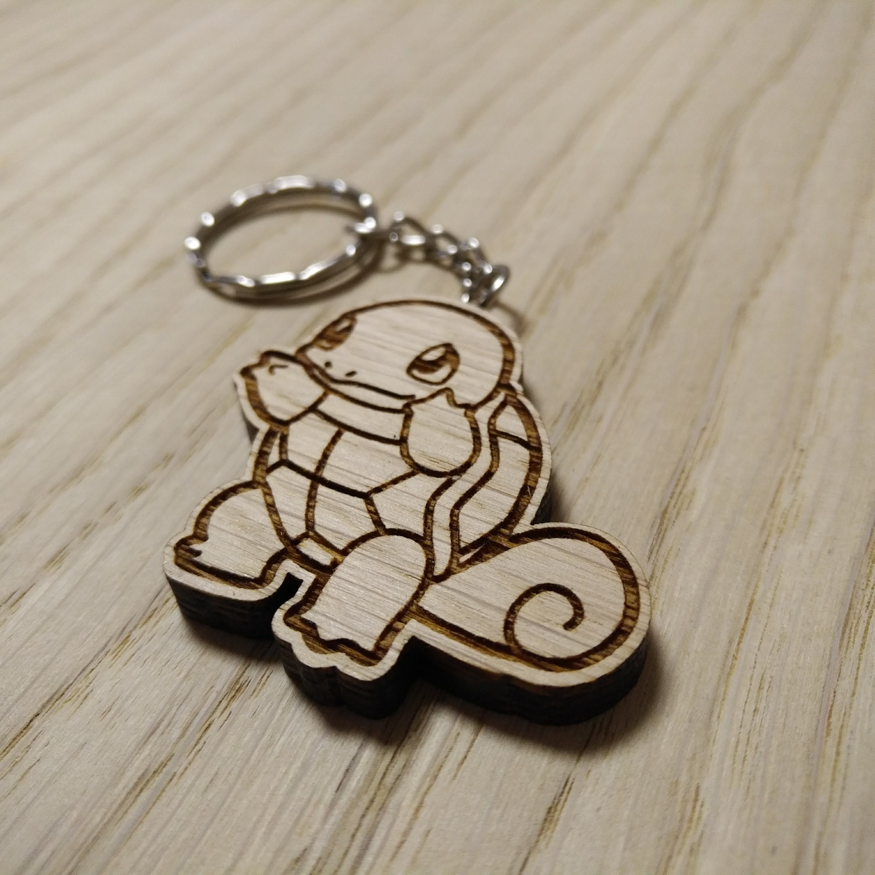 Lasercut wooden keyring keychain. Squirtle