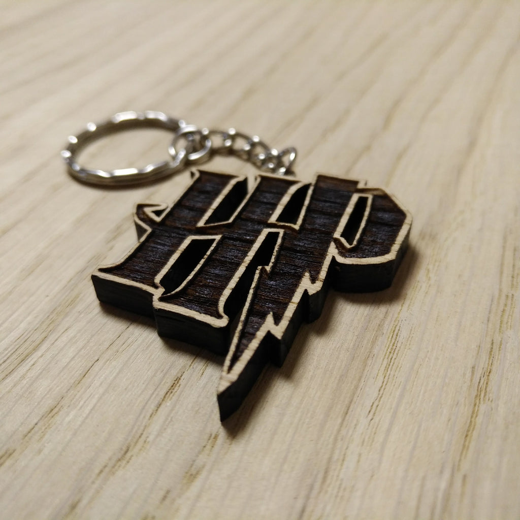Lasercut wooden keyring keychain. Harry Potter initials