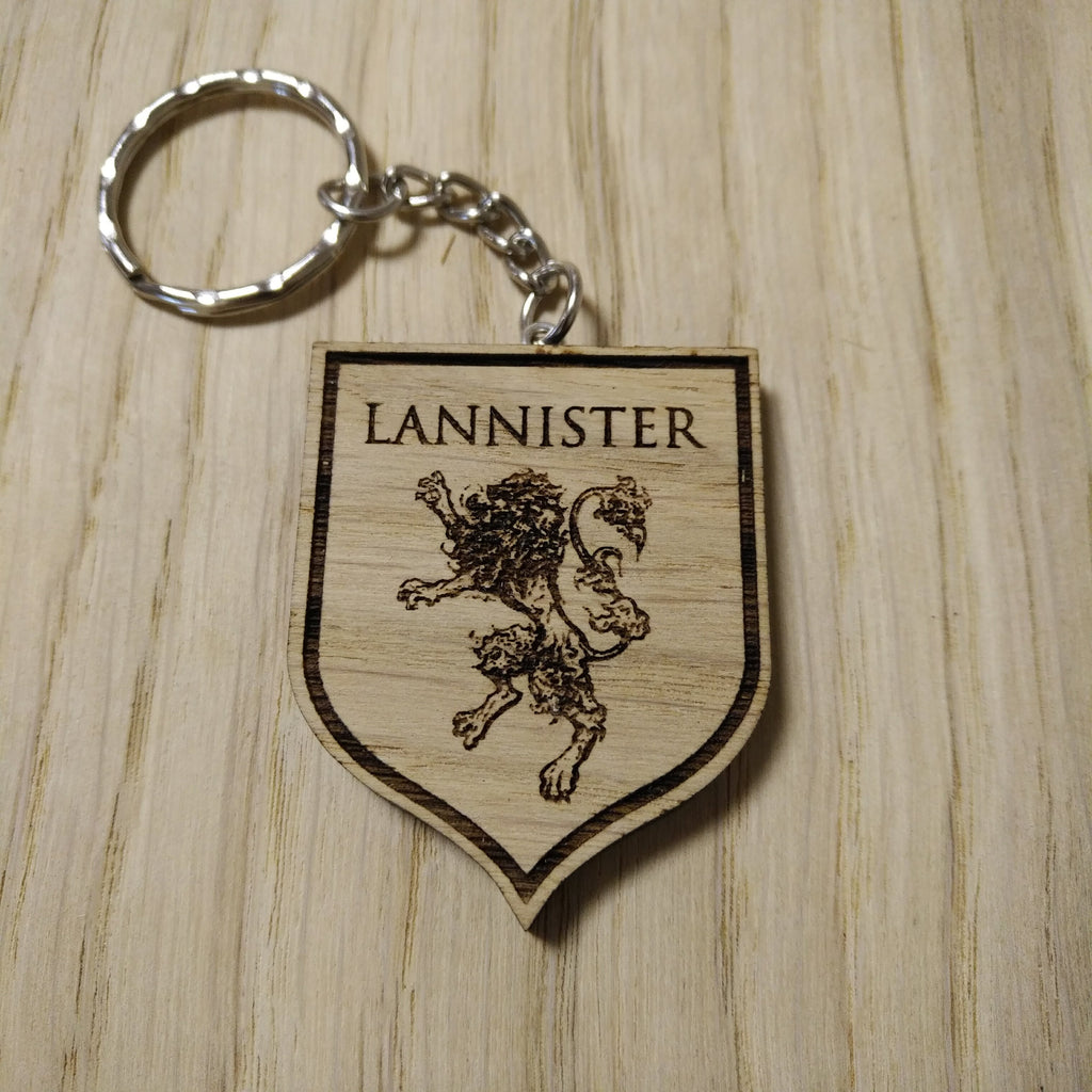 Lasercut wooden keyring keychain. House Lannister