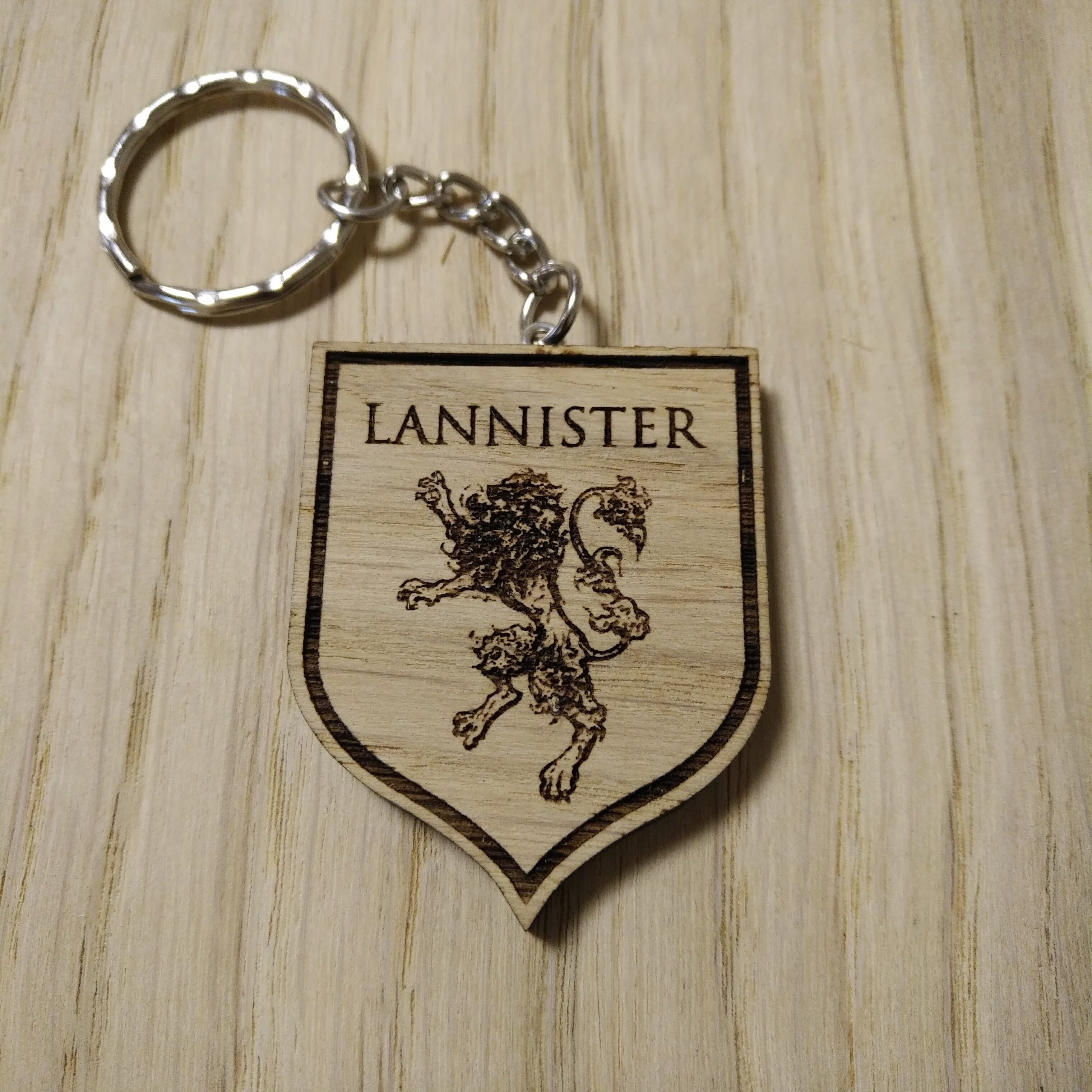 Lasercut wooden keyring keychain. House Lannister