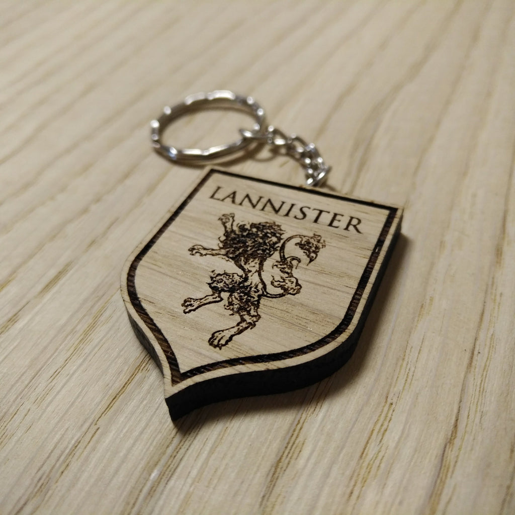 Lasercut wooden keyring keychain. House Lannister