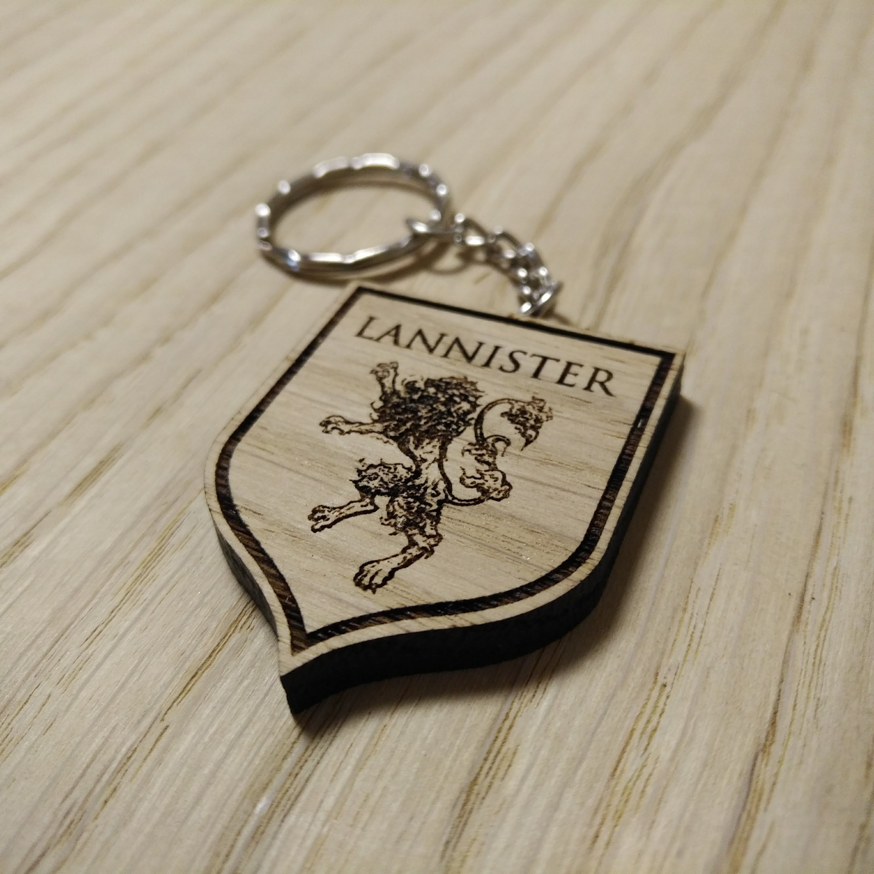 Lasercut wooden keyring keychain. House Lannister