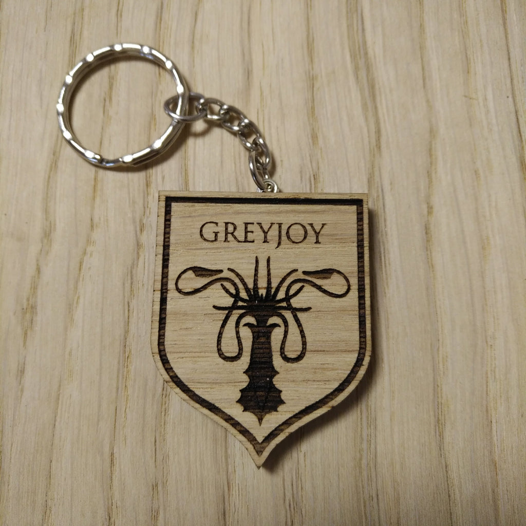 Lasercut wooden keyring keychain. Greyjoy