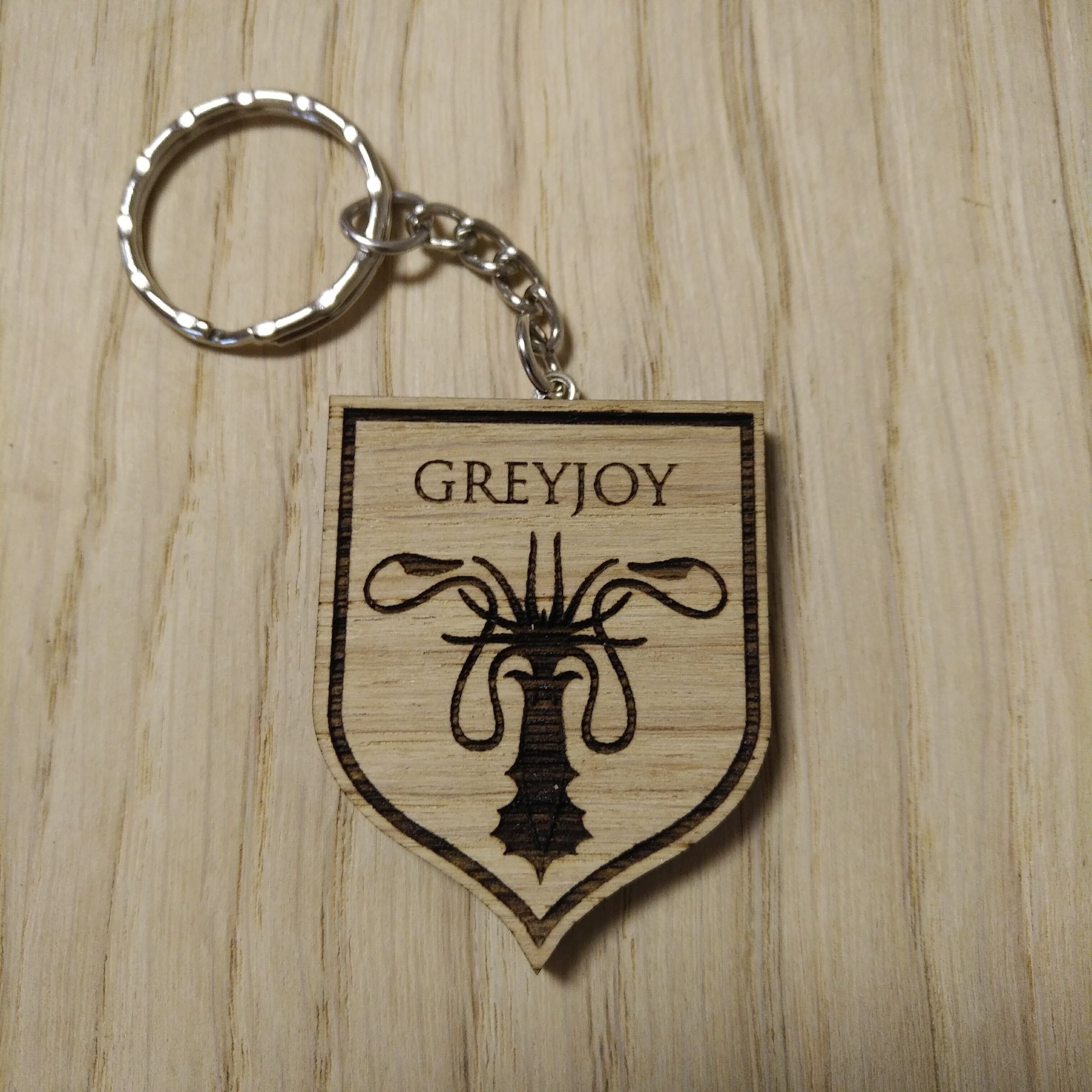 Lasercut wooden keyring keychain. Greyjoy