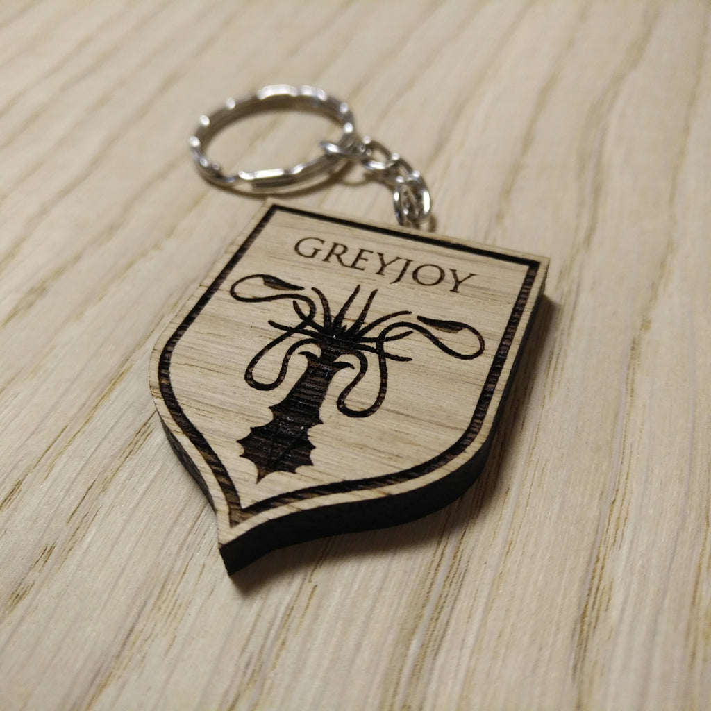 Lasercut wooden keyring keychain. Greyjoy