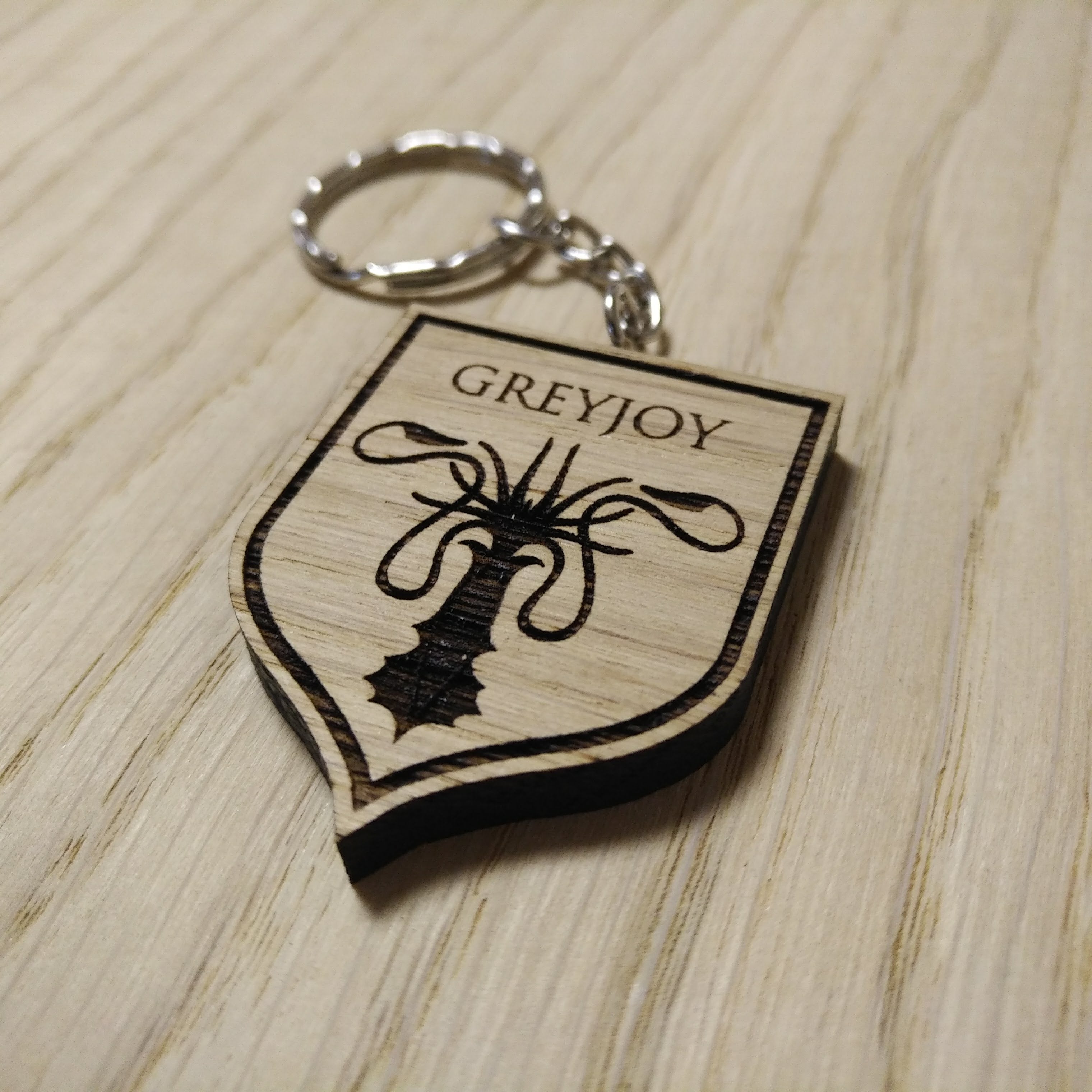 Lasercut wooden keyring keychain. Greyjoy