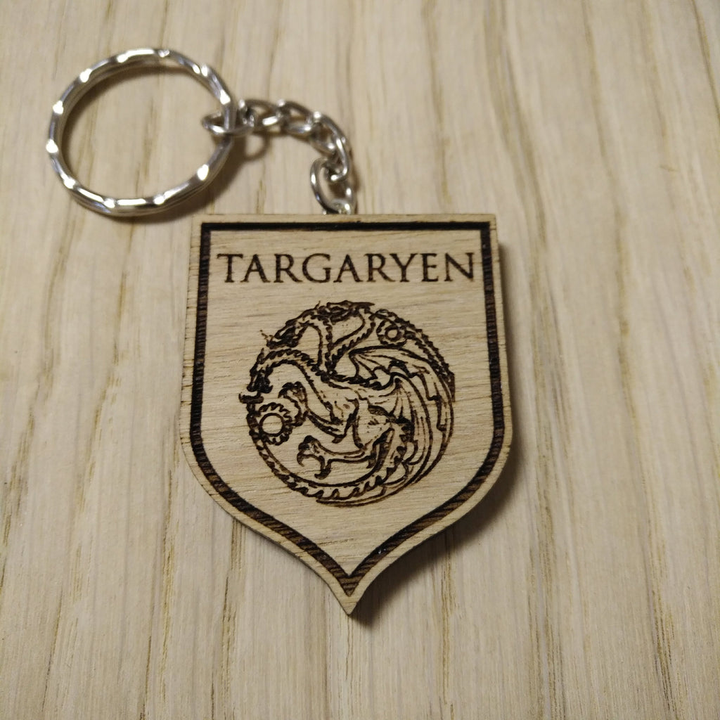 Lasercut wooden keyring keychain. house Targaryen