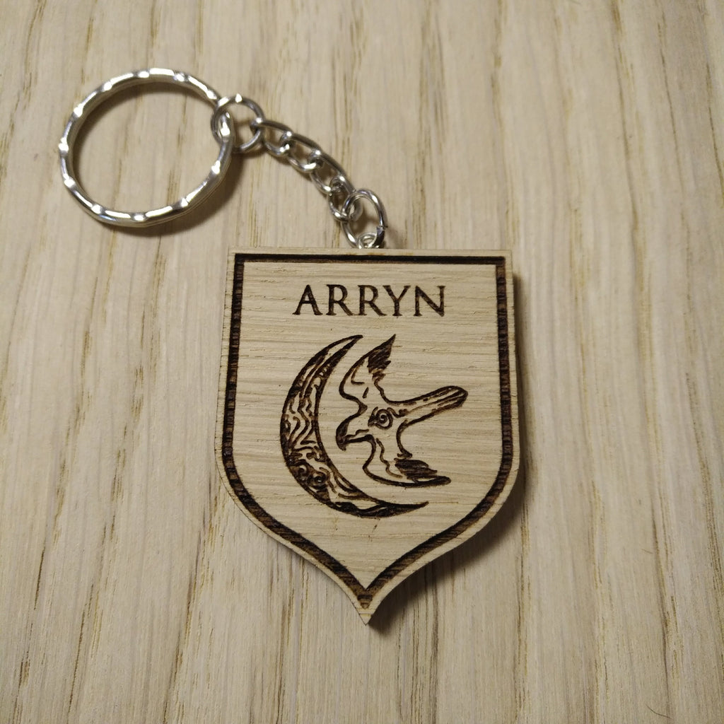 Lasercut wooden keyring keychain. house Arryn
