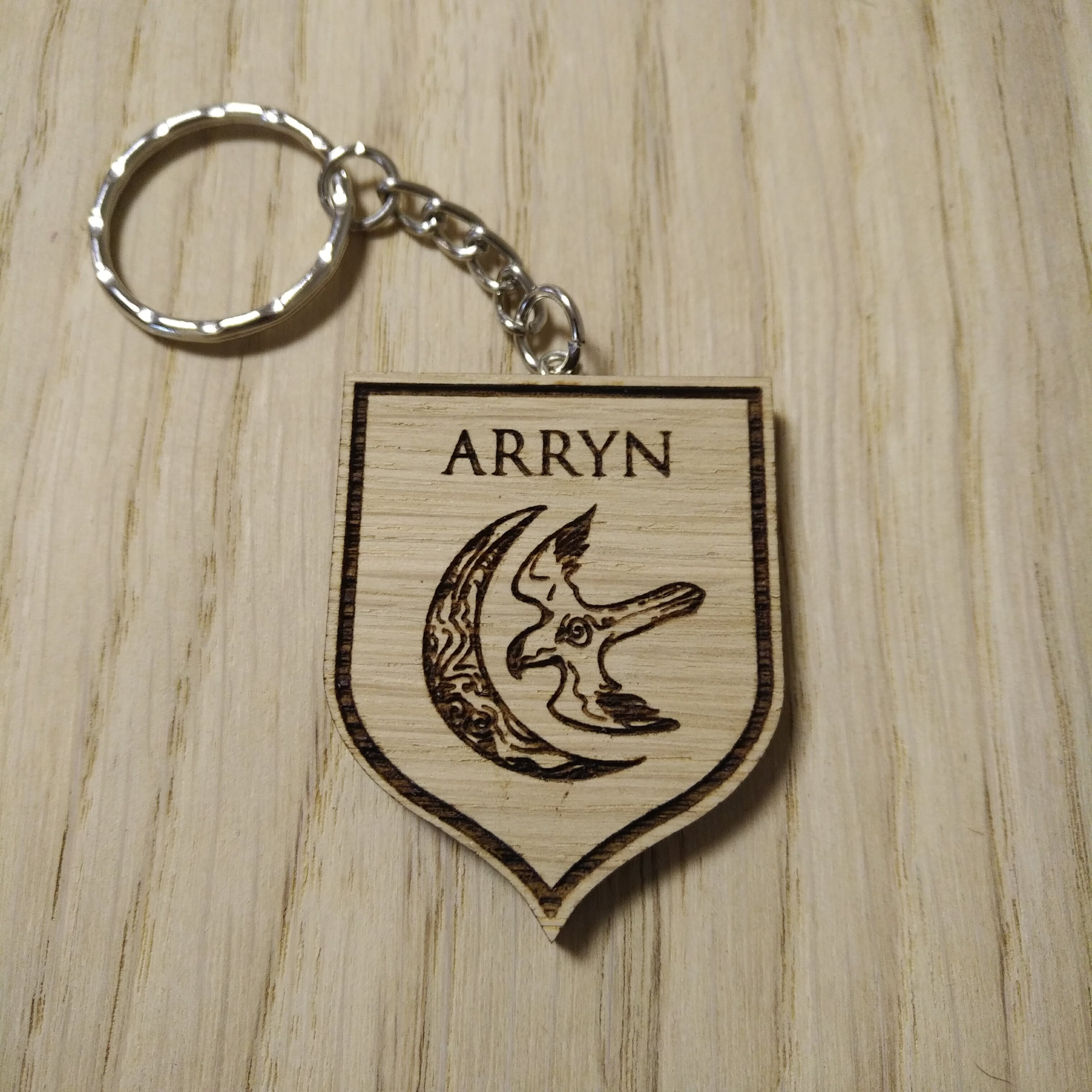 Lasercut wooden keyring keychain. house Arryn