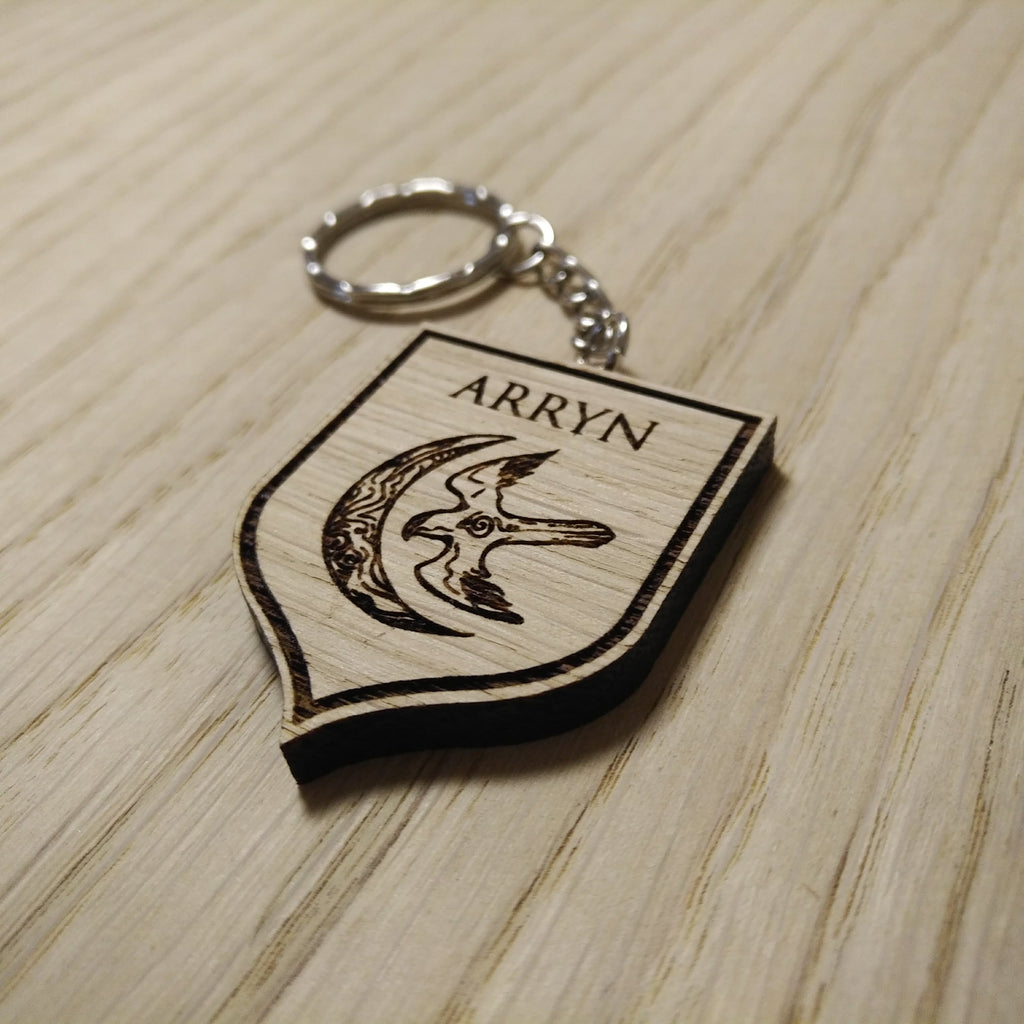 Lasercut wooden keyring keychain. house Arryn