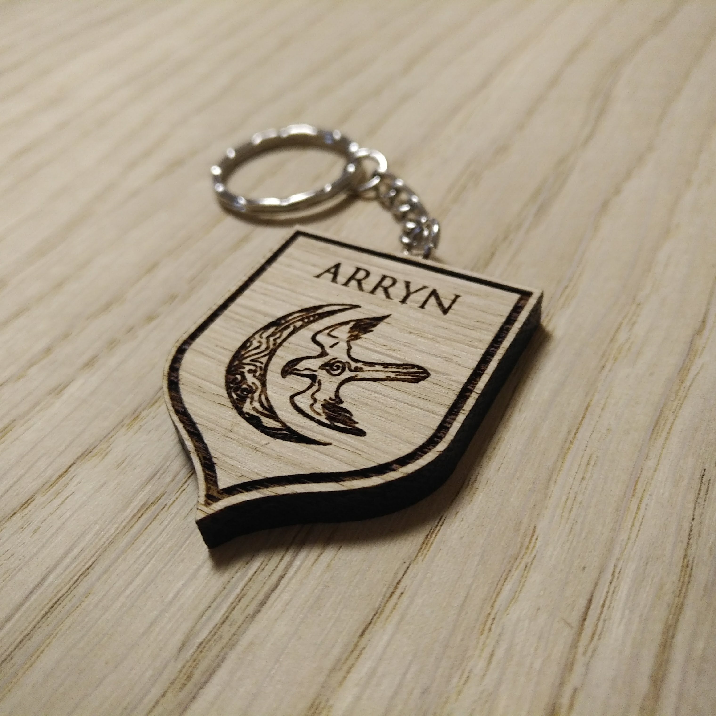 Lasercut wooden keyring keychain. house Arryn
