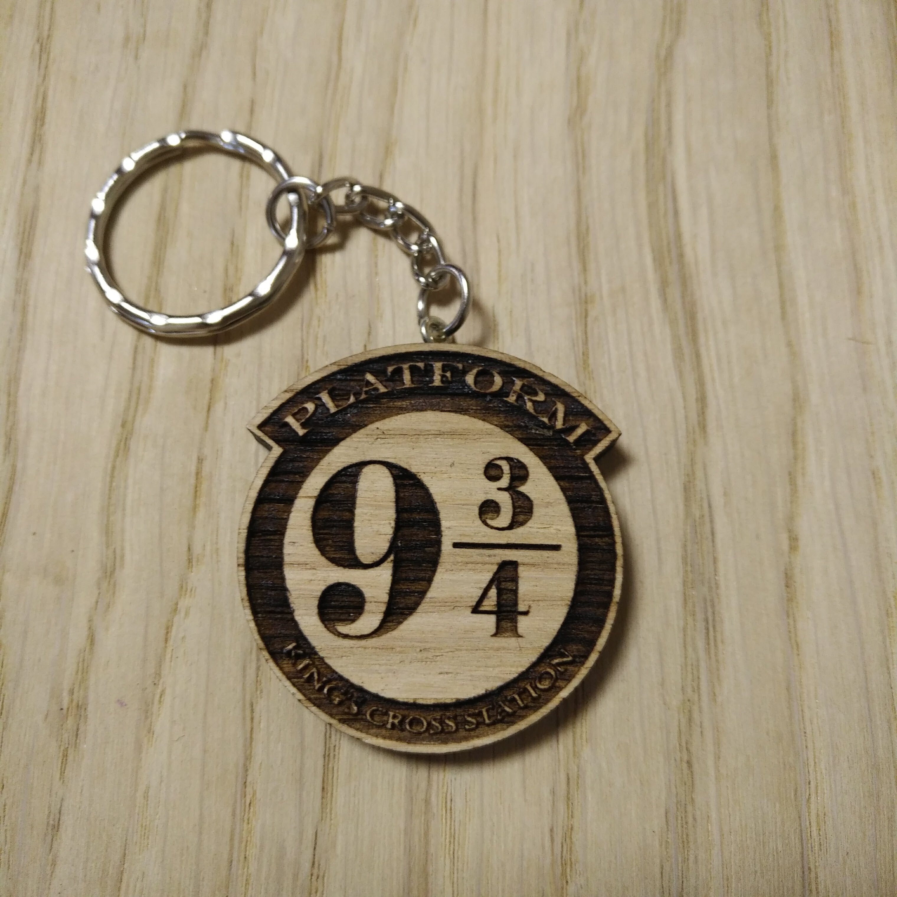 Lasercut wooden keyring keychain. 9 3/4 train Platform