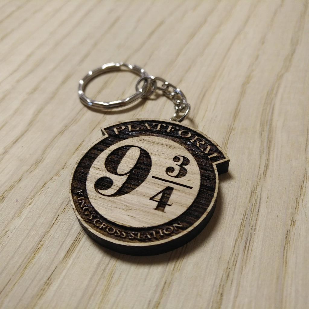 Lasercut wooden keyring keychain. 9 3/4 train Platform