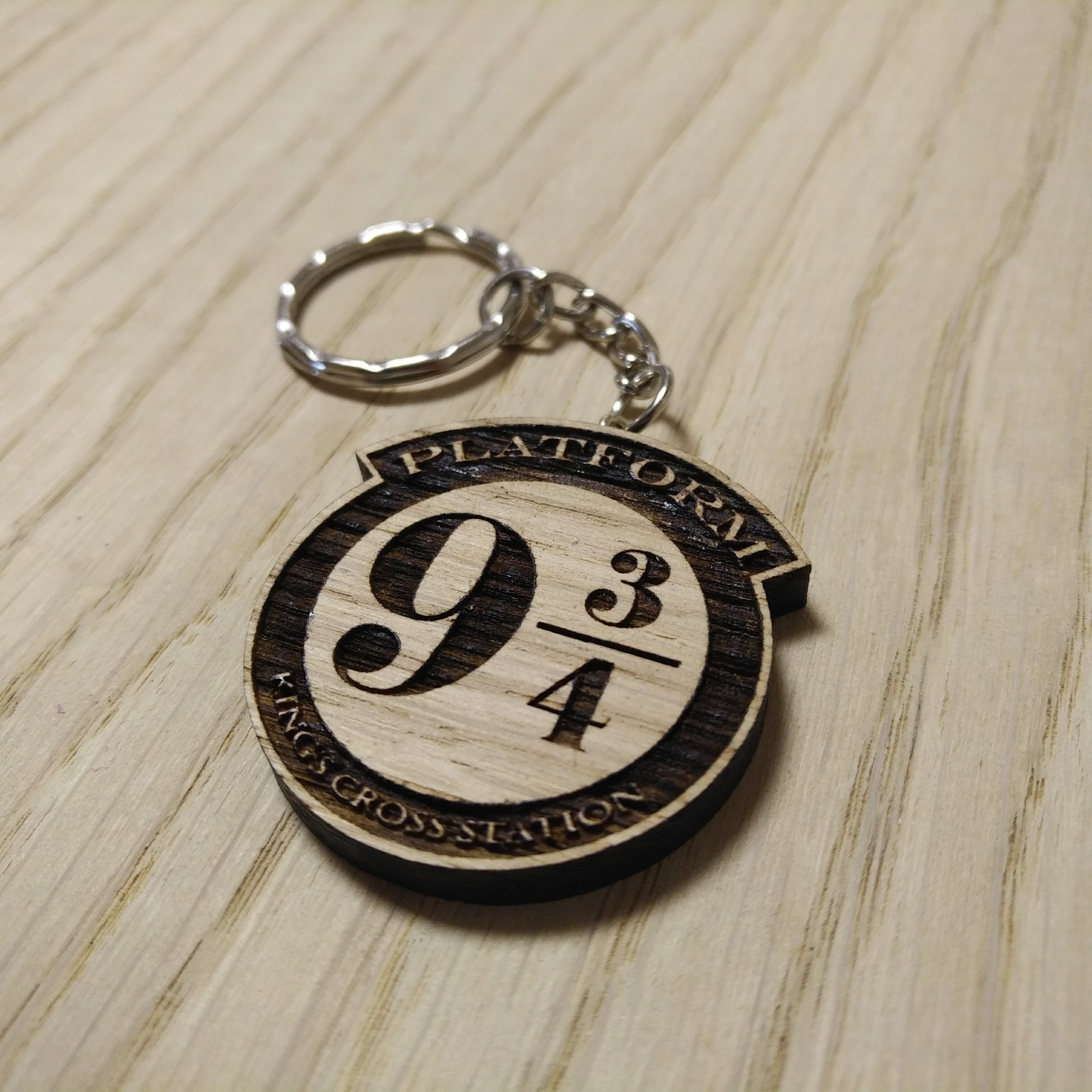Lasercut wooden keyring keychain. 9 3/4 train Platform