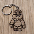Lasercut wooden keyring keychain. Chibi wookie