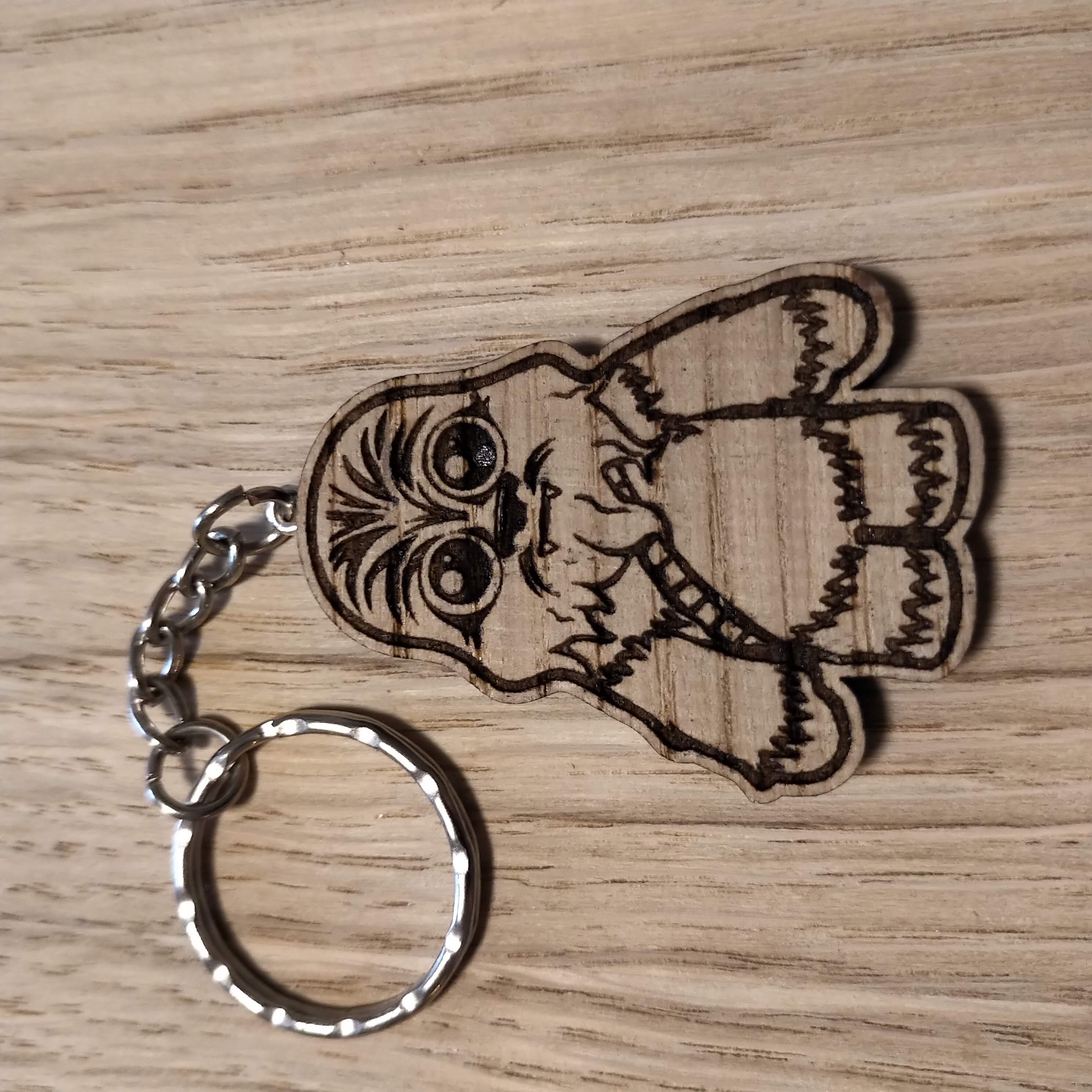 Lasercut wooden keyring keychain. Chibi wookie