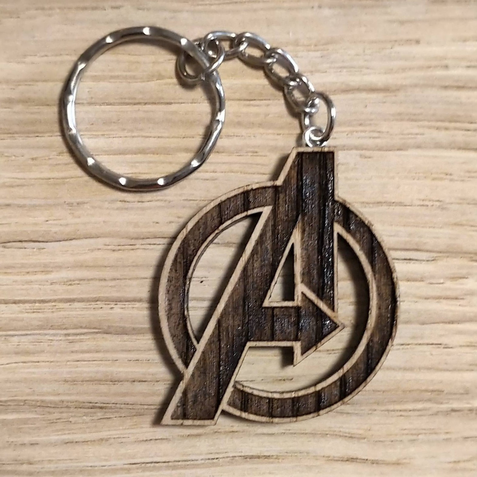 Lasercut wooden keyring keychain. Superhero A