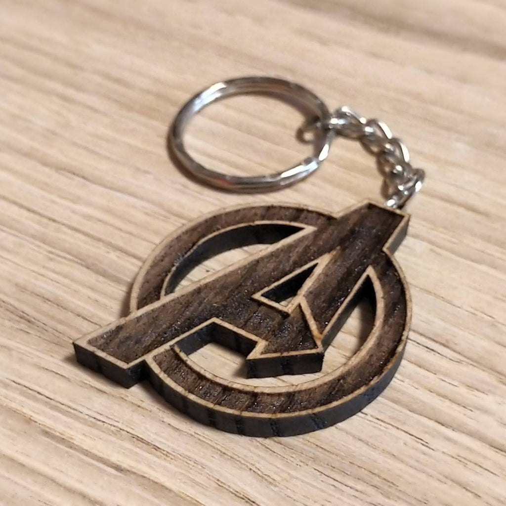 Lasercut wooden keyring keychain. Superhero A