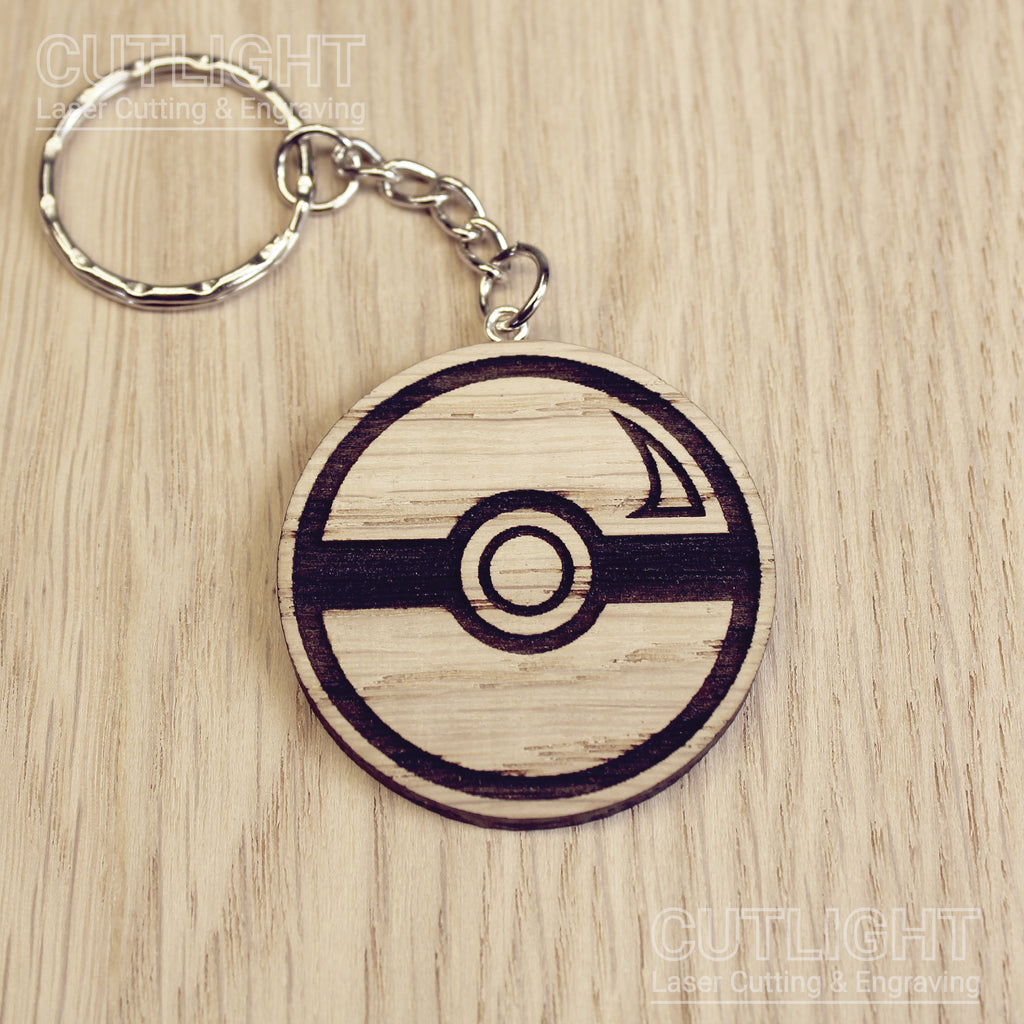Lasercut wooden keyring keychain. Ball