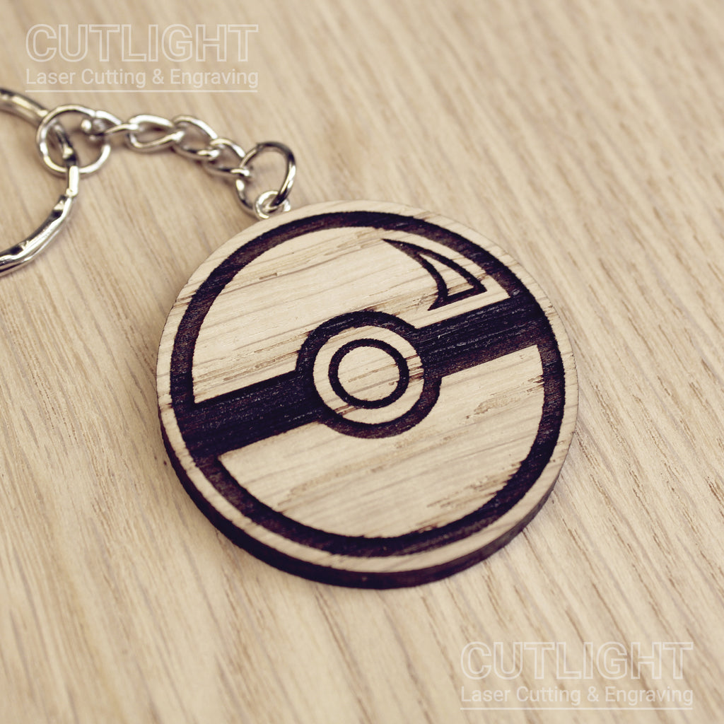 Lasercut wooden keyring keychain. Ball