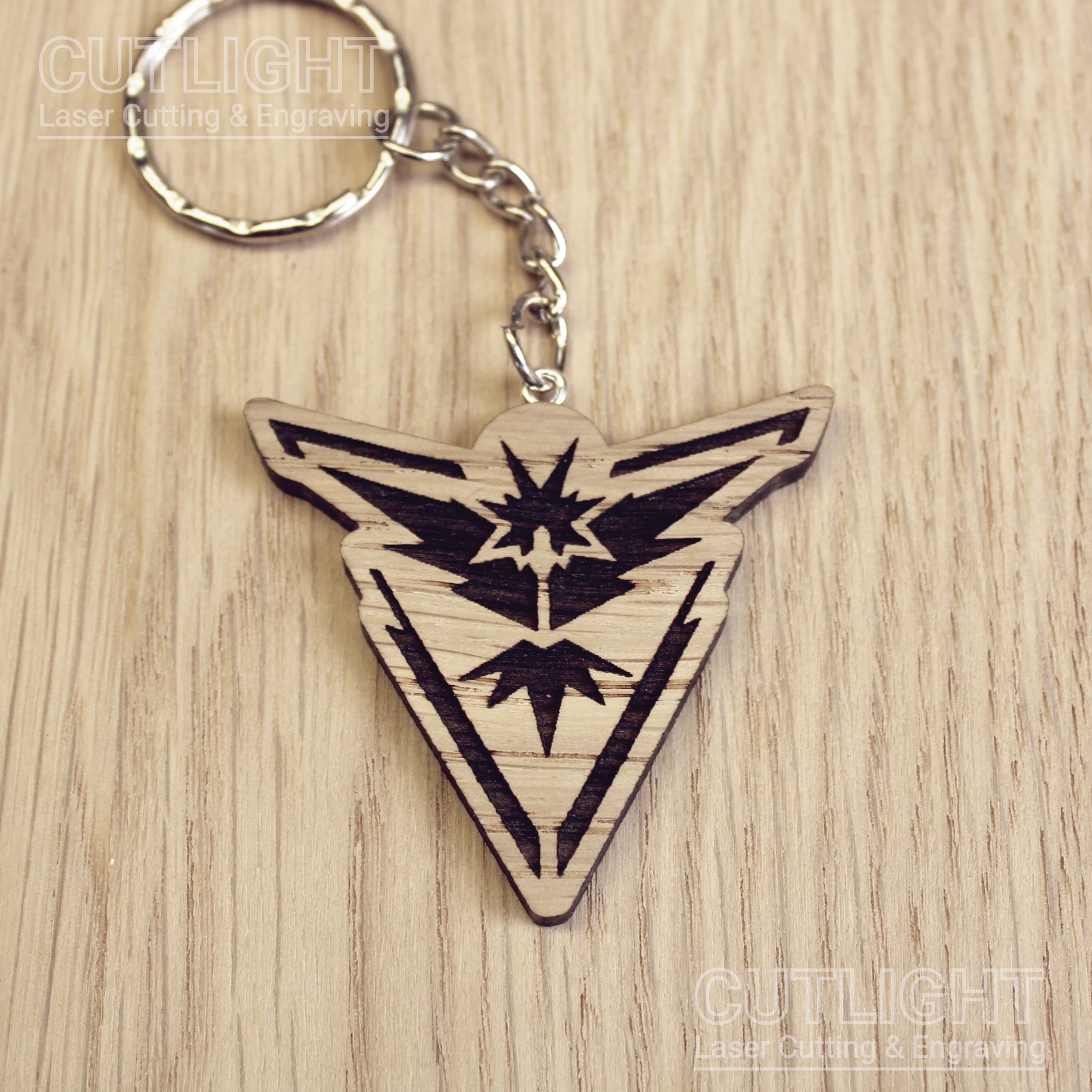 Lasercut wooden keyring keychain. Trainer Instinct