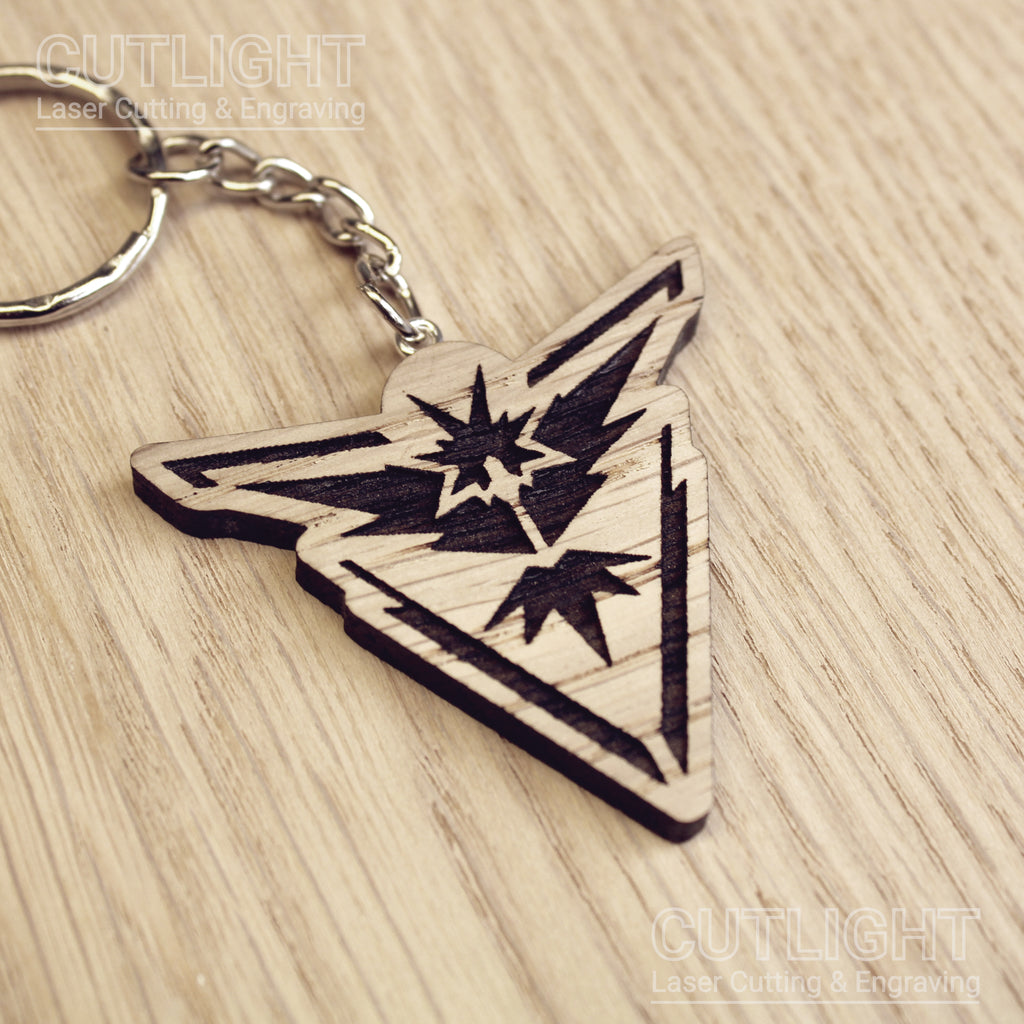 Lasercut wooden keyring keychain. Trainer Instinct