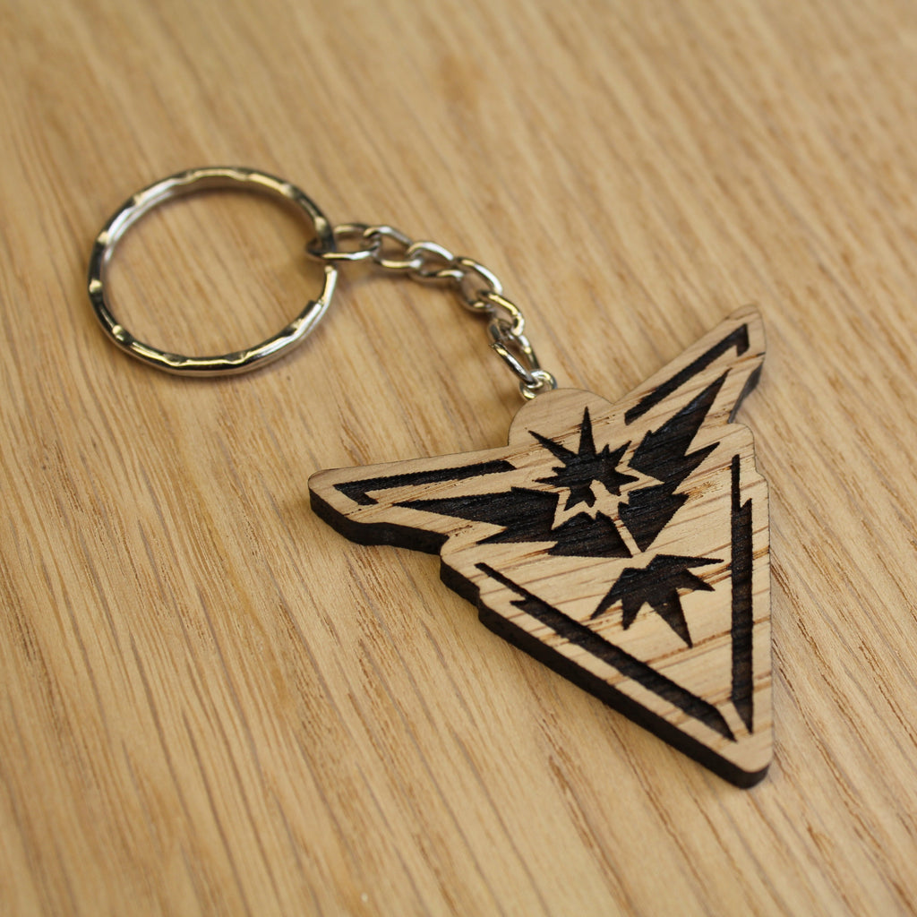 Lasercut wooden keyring keychain. Trainer Instinct