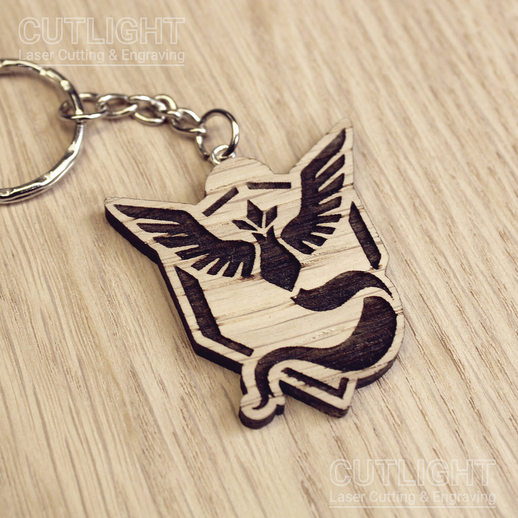 Lasercut wooden keyring keychain. Trainer Mystic