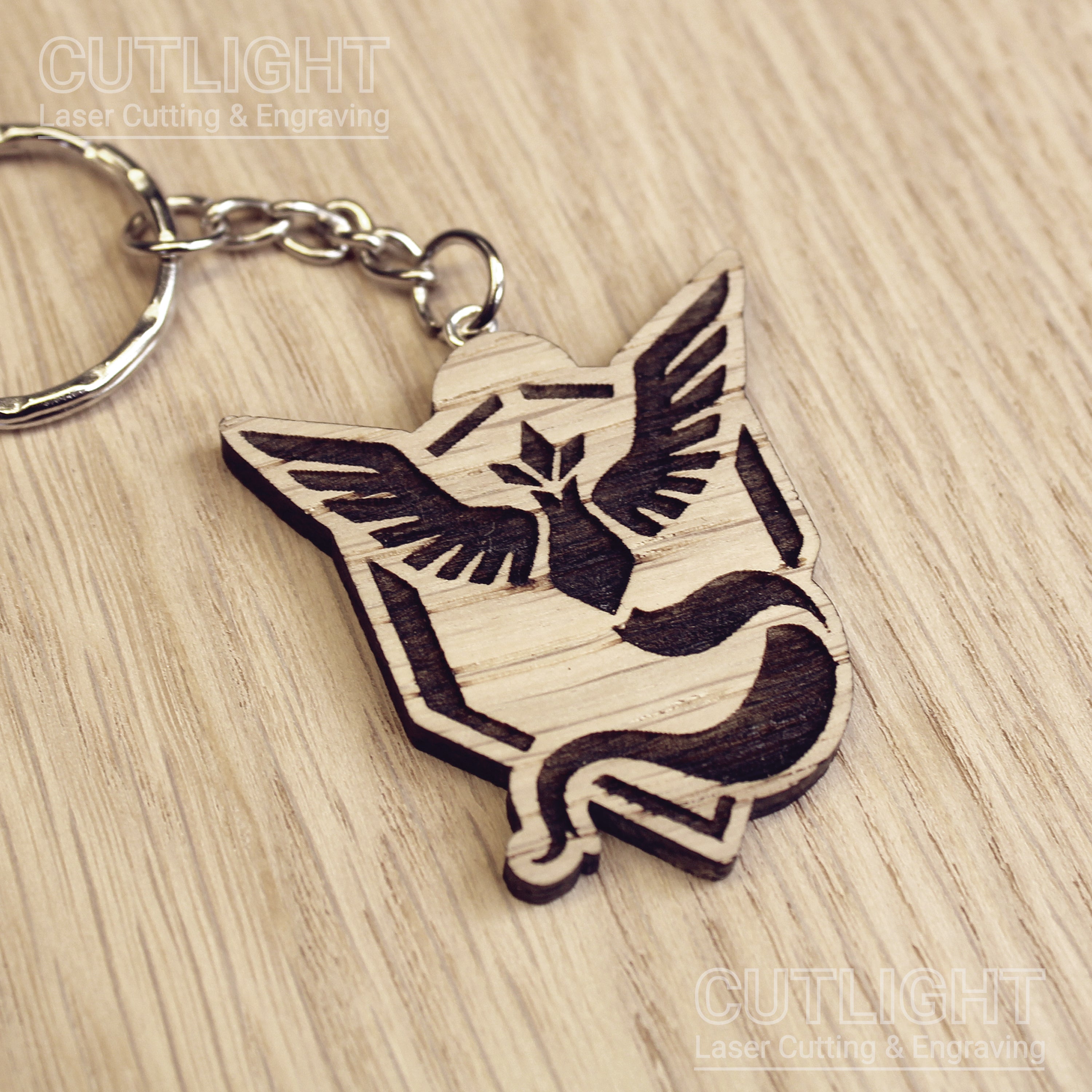 Lasercut wooden keyring keychain. Trainer Mystic