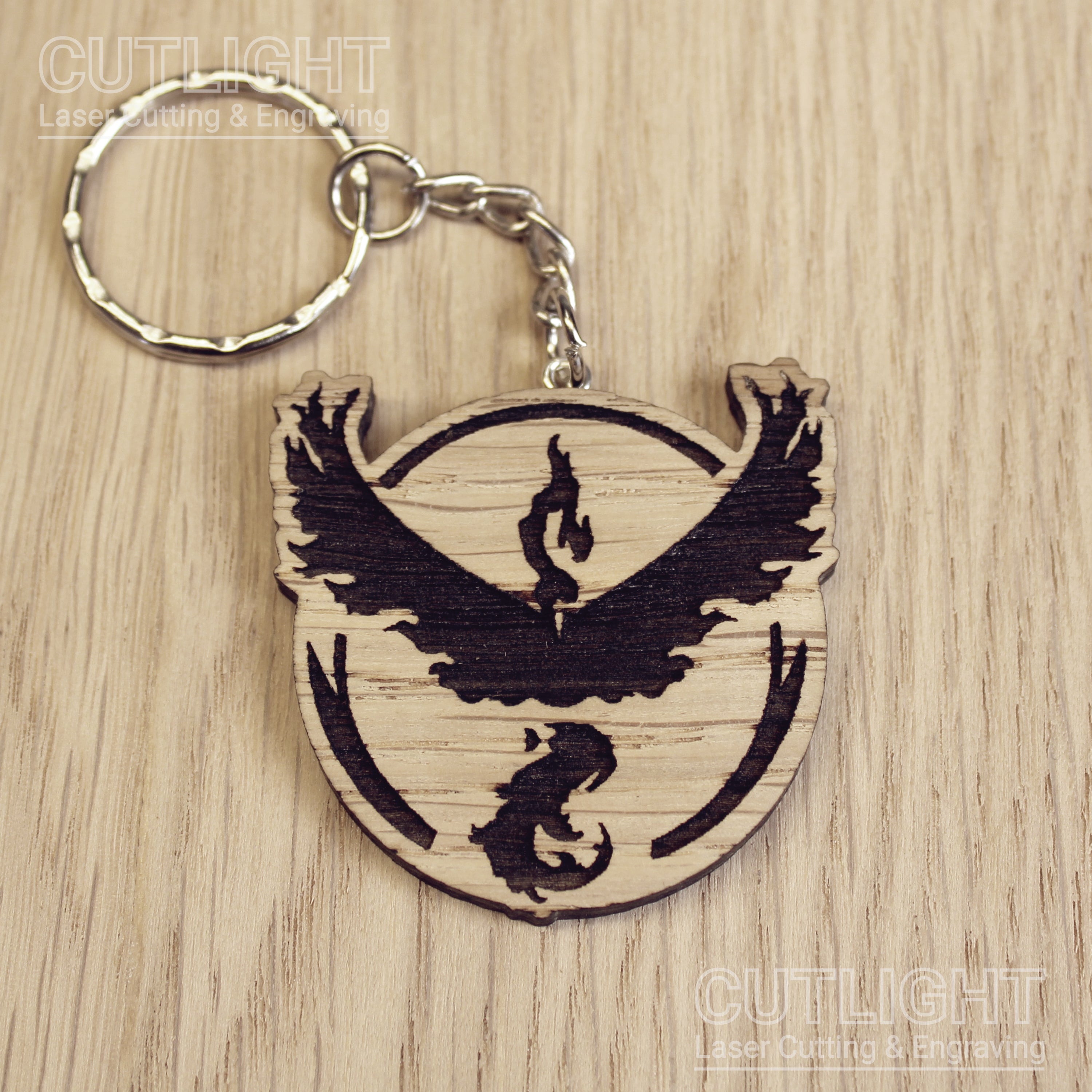 Lasercut wooden keyring keychain. Trainer Valor