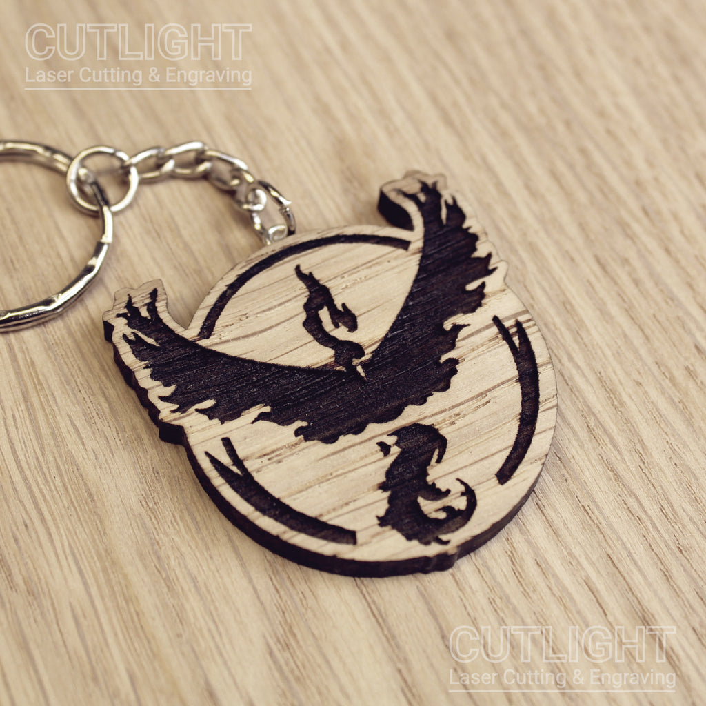 Lasercut wooden keyring keychain. Trainer Valor