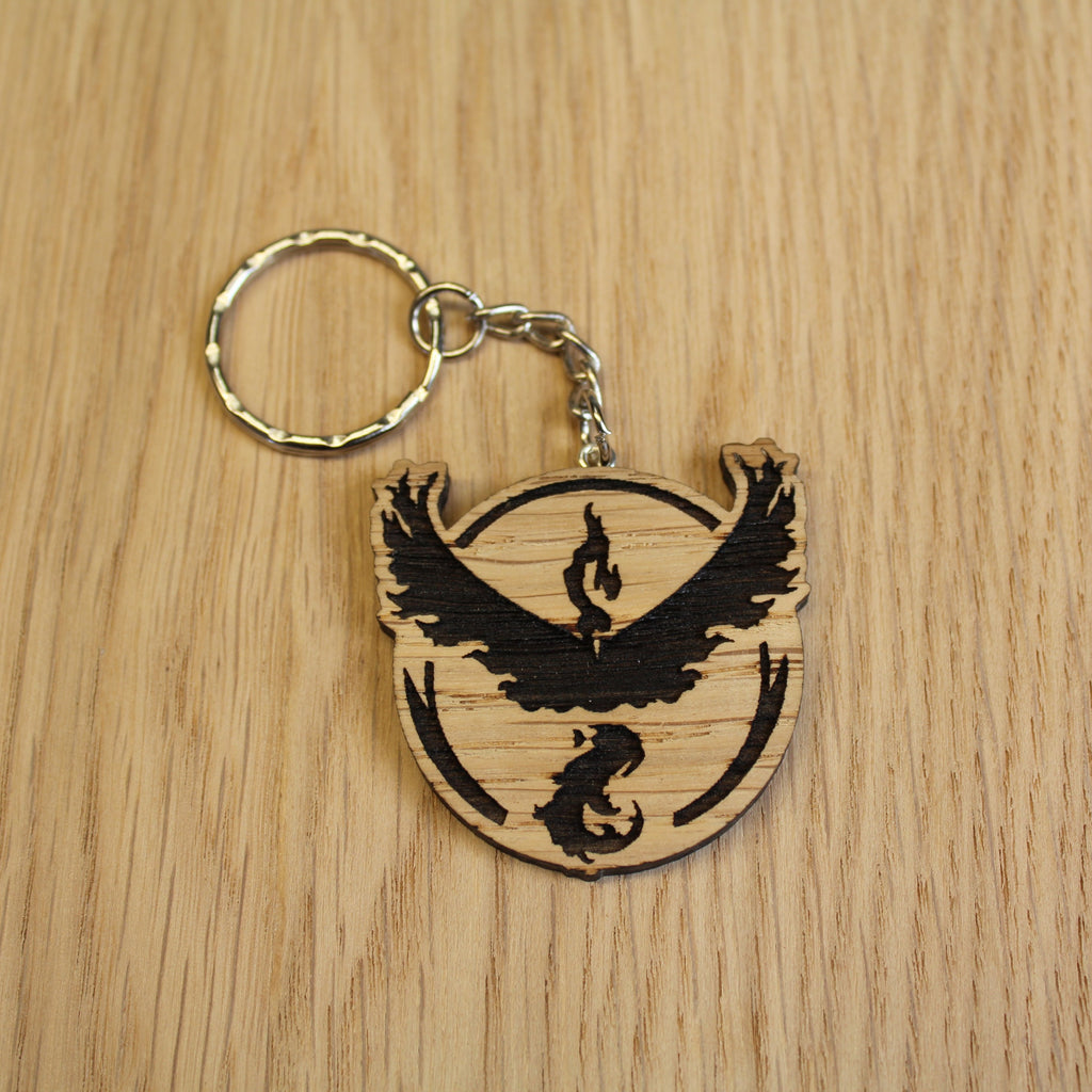 Lasercut wooden keyring keychain. Trainer Valor
