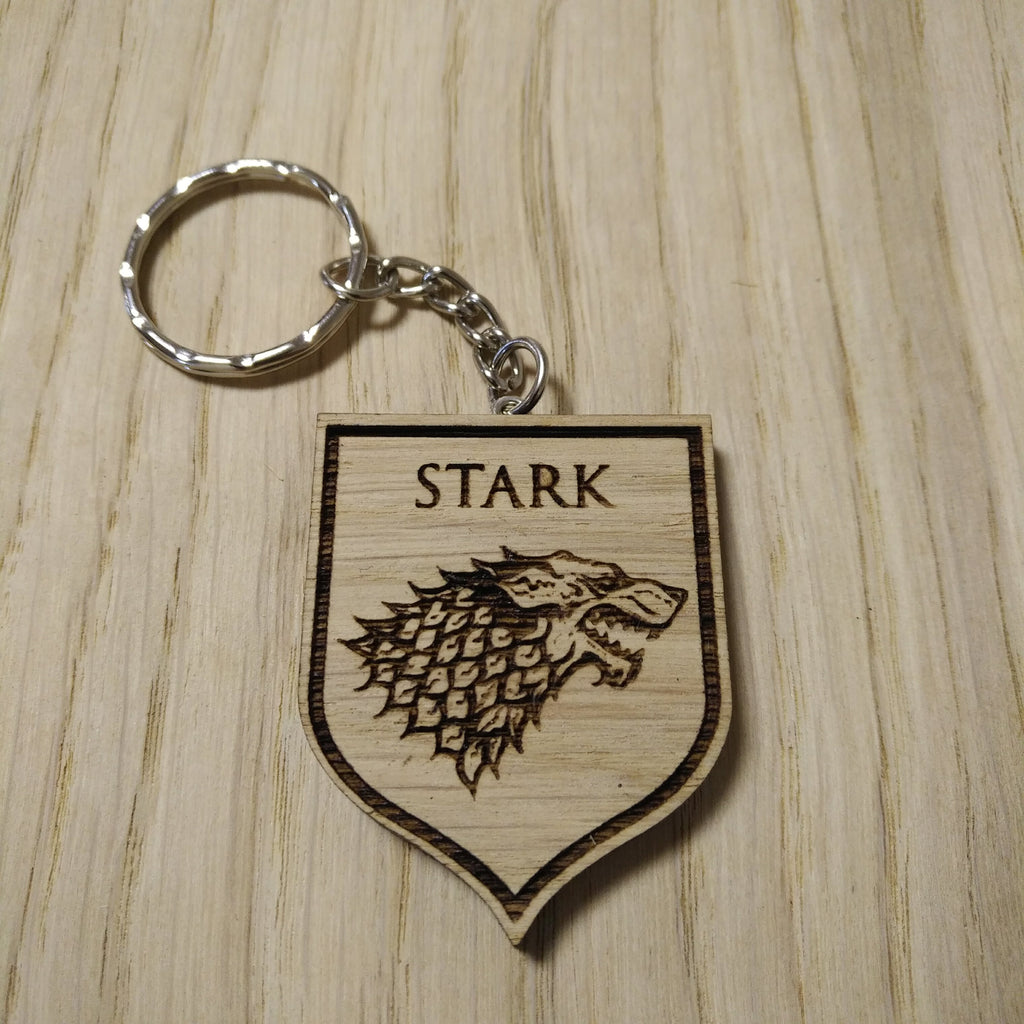 Lasercut wooden keyring keychain. House Stark