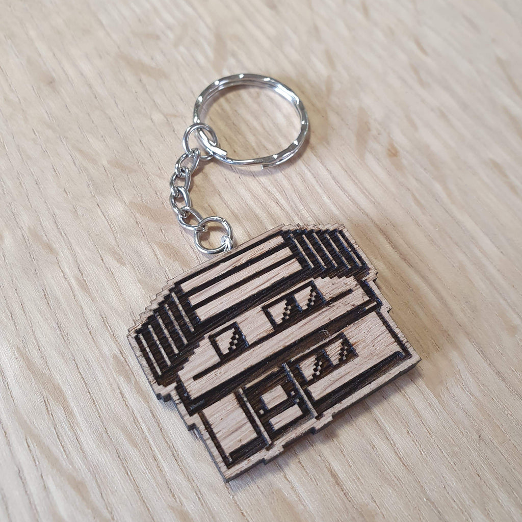 Lasercut wooden keyring keychain. Home